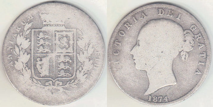 1874 Great Britain silver Half Crown A000792